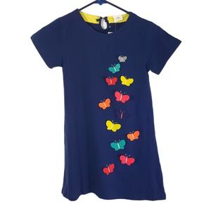 VIKITA Kid's 7 Navy, Multicolor Short Sleeve, A-line Dress NWT